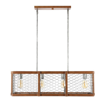 Gaines 34.5" Linear Adjustable Iron Rustic Industrial LED Pendant - JONATHAN Y